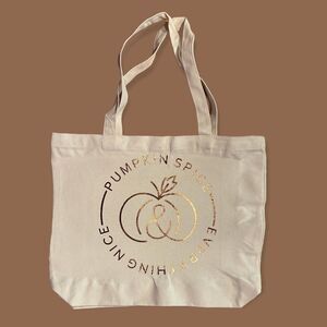 NWT Wool + Pepper Co. PUMPKIN SPICE & EVERYTHING NICE Bronze Metallic Tote Bag